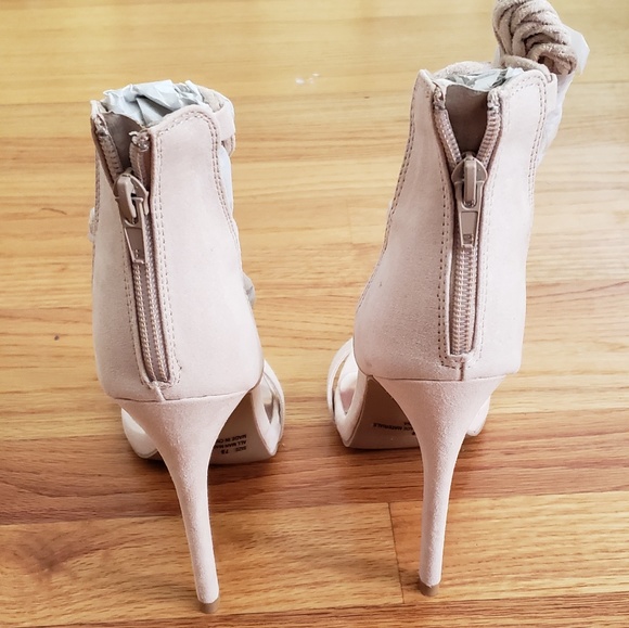 Lace up faux suede high heels - Picture 3 of 5